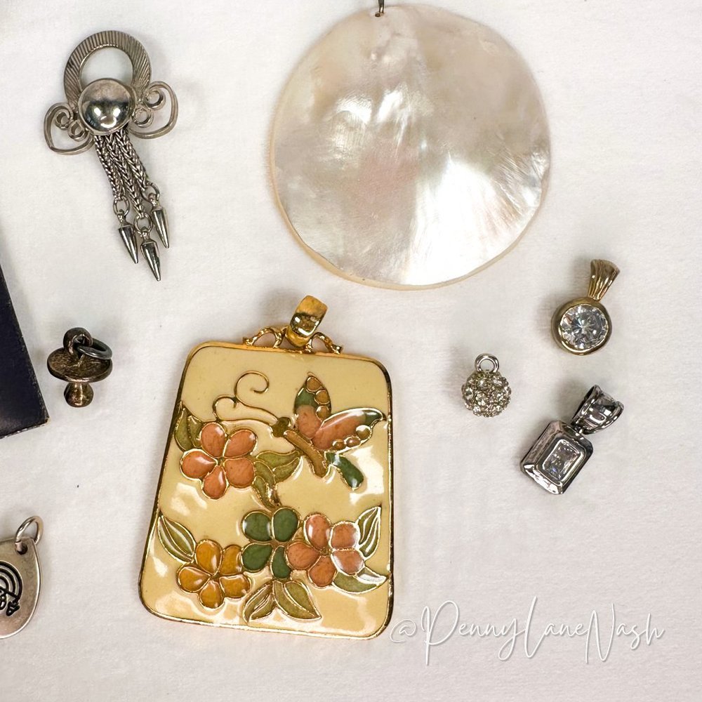 Vintage 9 Variety Charms w/ Rhinestones - Picture 2 of 6